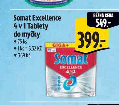 Somat Excellence 4 v 1 Tablety do myčky 75 ks