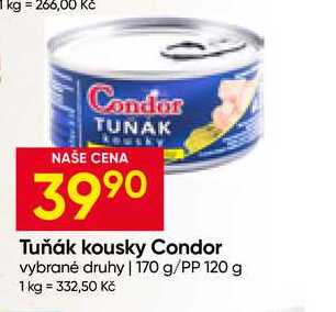 Condor Tuňák kousky vybrané druhy 170 g/PP 120 g
