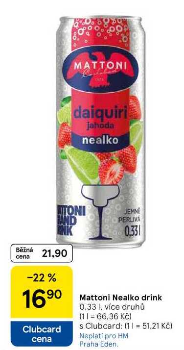 Mattoni Nealko drink, 0,33 l, více druhů