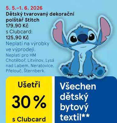 Dětský tvarovaný dekorační polštář Stitch