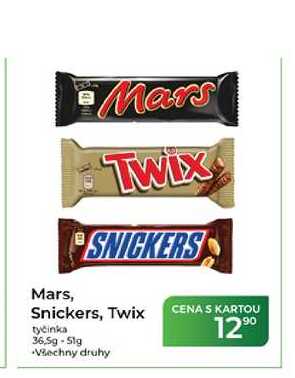 Mars TWIX SNICKERS Mars, Snickers, Twix tyčinka 36,5g-51g