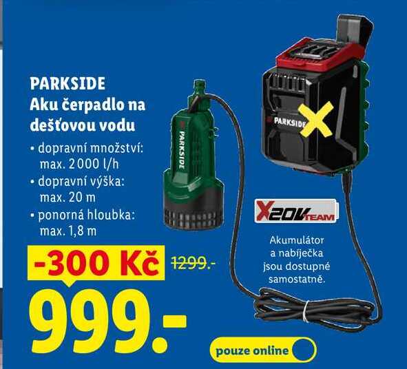 PARKSIDE Aku čerpadlo na dešťovou vodu 