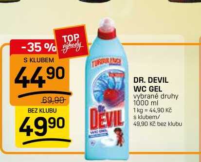 DR. DEVIL WC GEL vybrané druhy 1000 ml