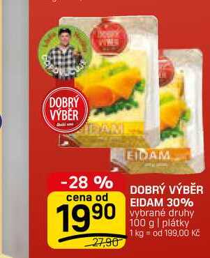 EIDAM 30% vybrané druhy 100 g | plátky