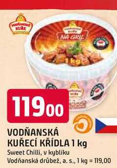 VODŇANSKÁ KUŘECÍ KŘÍDLA 1 kg Sweet Chilli, v kyblíku