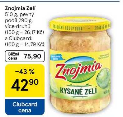 Znojmia Zelí, 510 g. pevný podíl 290 g