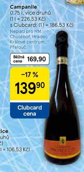 Campanile, 0.75 l, více druhů 