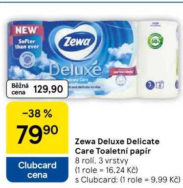Zewa Deluxe Delicate Care Toaletní papír, 8 rolí, 3 vrstvy  