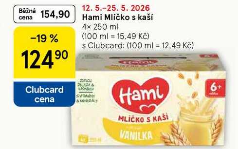 Hami Mlíčko s kaší, 4× 250 ml