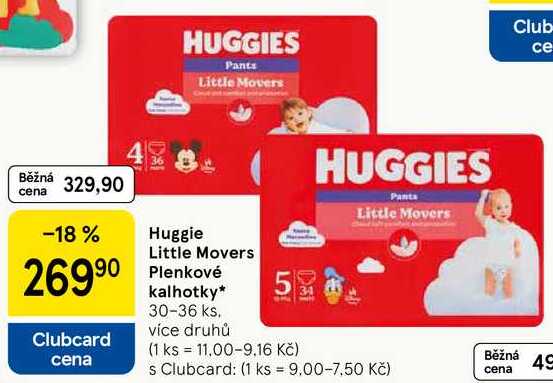 Huggie Little Movers Plenkové kalhotky, 30-36 ks 