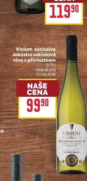 Vinium exclusive Jakostní odrůdová vína s přívlastkem 0,75l