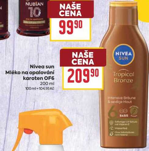 Nivea sun Mléko na opalování karoten OF6 200 ml