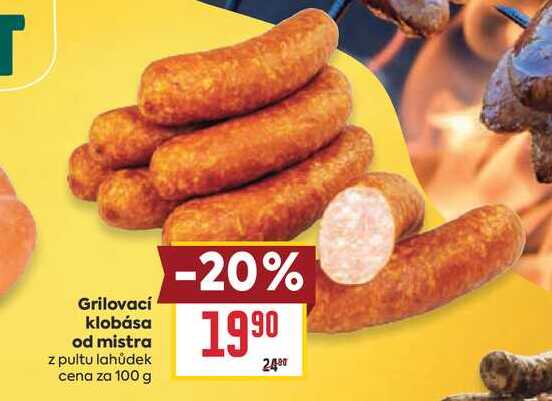 Grilovací klobása od mistra z pultu lahůdek cena za 100 g