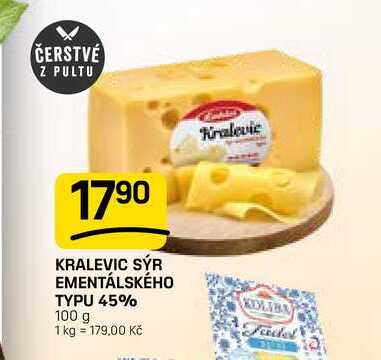 KRALEVIC SÝR EMENTÁLSKÉHO TYPU 45% 100 g