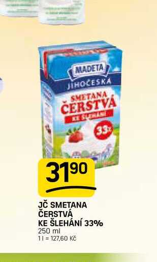 JČ SMETANA ČERSTVÁ KE ŠLEHÁNÍ 33% 250 ml 