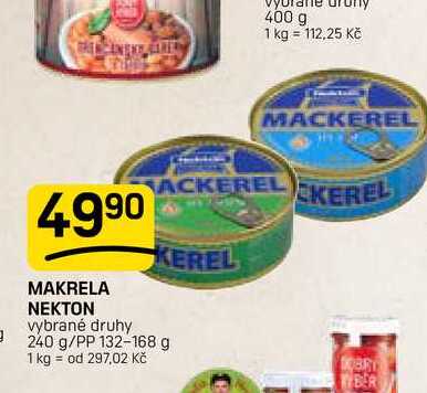 MAKRELA NEKTON vybrané druhy 240 g/PP 132-168 g 
