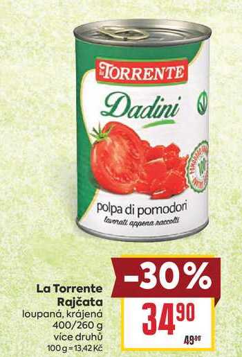 La Torrente Rajčata loupaná, krájená 400/260 g 