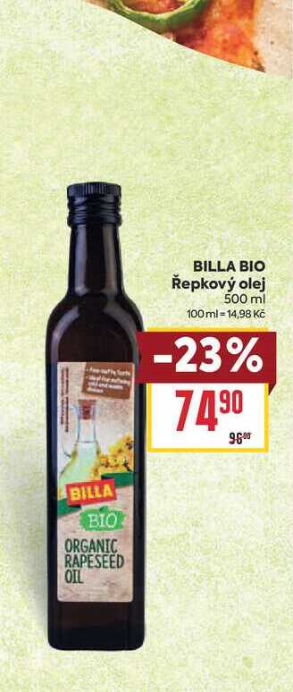BILLA BIO Řepkový olej 500 ml