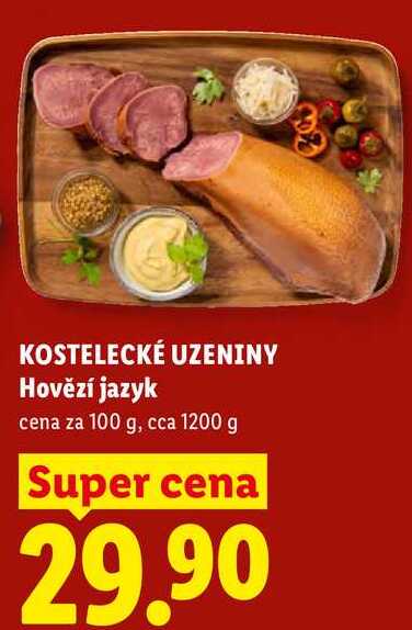 KOSTELECKÉ UZENINY Hovězí jazyk, cena za 100 g