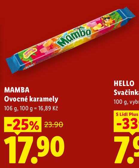 MAMBA Ovocné karamely, 106 g