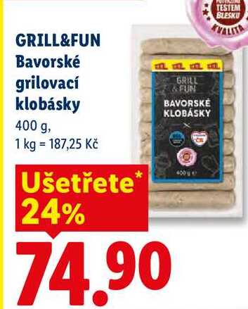 GRILL&FUN Bavorské grilovací klobásky, 400 g