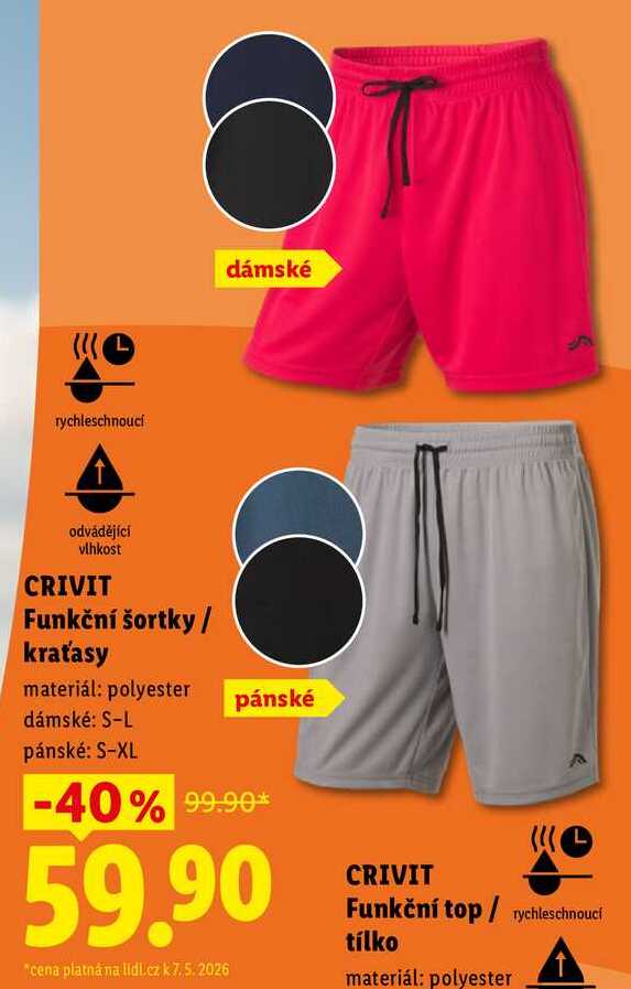 CRIVIT Funkční šortky / kraťasy