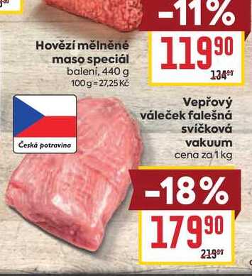 Vepřový váleček falešná svíčková vakuum cena za 1 kg 