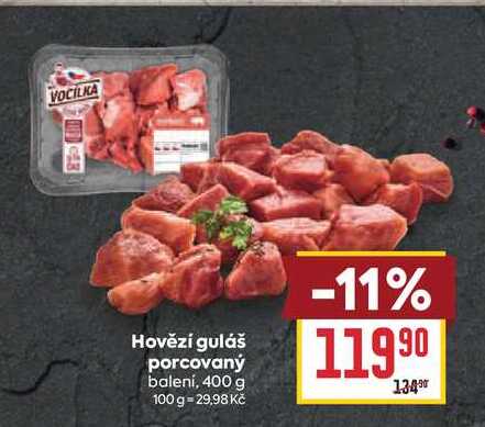 Hovězí guláš porcovaný balení, 400 g