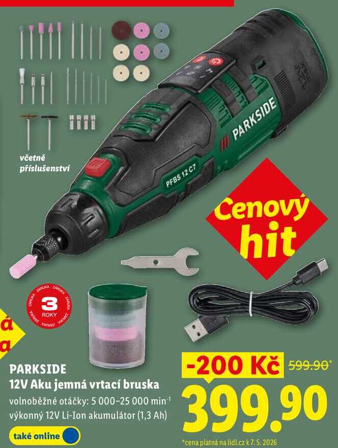 PARKSIDE 12V Aku jemná vrtací bruska 