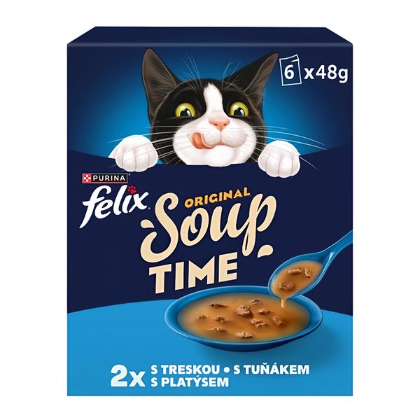 Felix Soup polévky pro kočky treska, tuňák, platýs 6x48 g