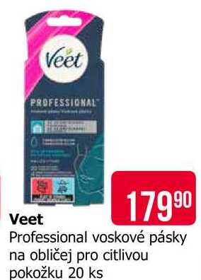 Veet Professional voskové pásky na obličej pro citlivou pokožku 20 ks