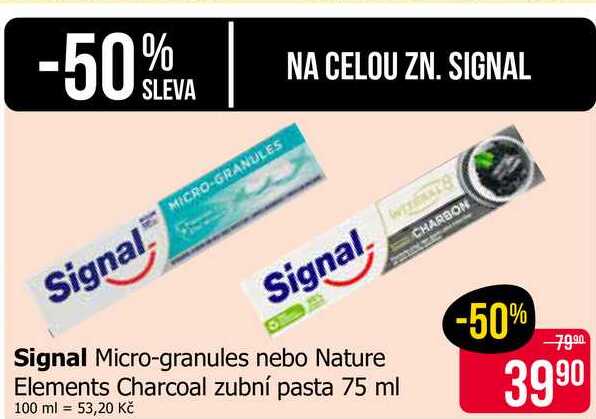 Signal Micro-granules nebo Nature Elements Charcoal zubní pasta 75 ml 