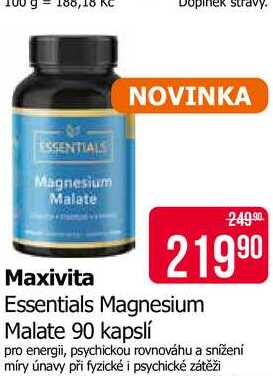 Maxivita Essentials Magnesium Malate 90 kapslí