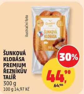 ŠUNKOVÁ KLOBÁSA PREMIUM ŘEZNÍKŮV TALÍŘ, 300 g