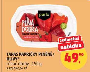 TAPAS PAPRIČKY PLNĚNÉ/ OLIVY*, 150 g