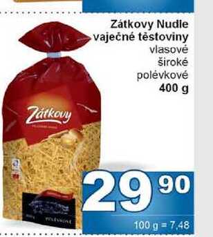 Zátkovy Nudle vaječné těstoviny vlasové široké polévkové 400 g