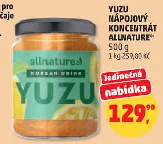 YUZU NÁPOJOVÝ KONCENTRÁT ALLNATURE*, 500 g 