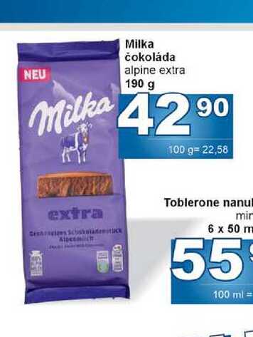Milka čokoláda alpine extra 190 g