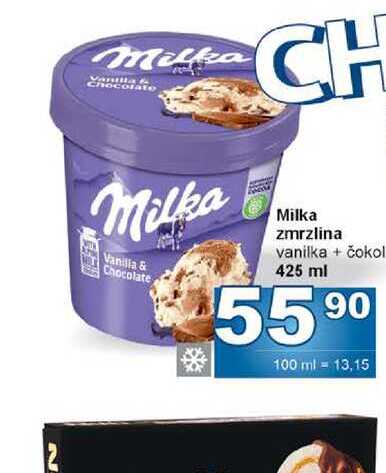 Milka zmrzlina vanilka + čokoláda 425 ml