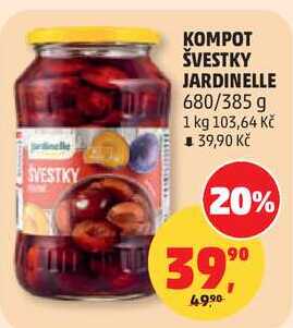 KOMPOT ŠVESTKY JARDINELLE, 680/385 g