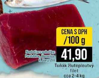Tuňák žlutoploutvý filet cca 2-4 kg 100g