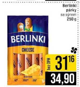 Berlinki párky se sýrem 250 g