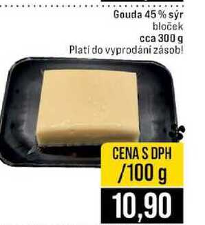 Gouda 45% sýr bloček cca 300 g 100g