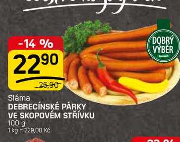 DEBRECÍNSKÉ PÁRKY VE SKOPOVÉM STŘÍVKU 100 g