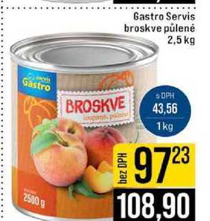 Gastro Servis broskve půlené 2,5 kg 