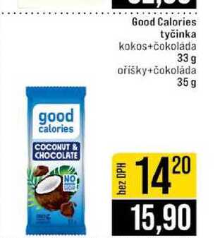 Good Calories tyčinka kokos+čokolada 33 g oříšky+čokoláda 35 g 
