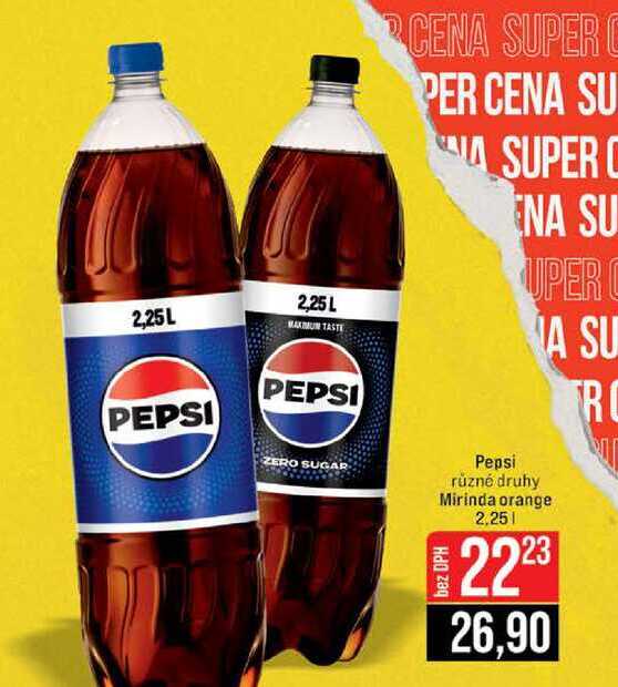 Pepsi různé druhy Mirinda orange 2,25l