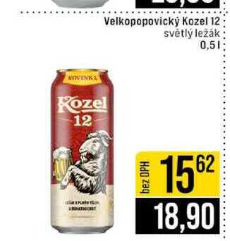 Velkopopovický Kozel 12 světlý ležák 0,5l