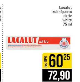 Lacalut zubní pasta aktiv white 75 ml