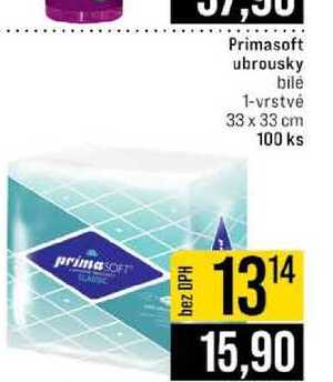 Primasoft ubrousky bilé 1-vrstvé 33 x 33 cm 100 ks